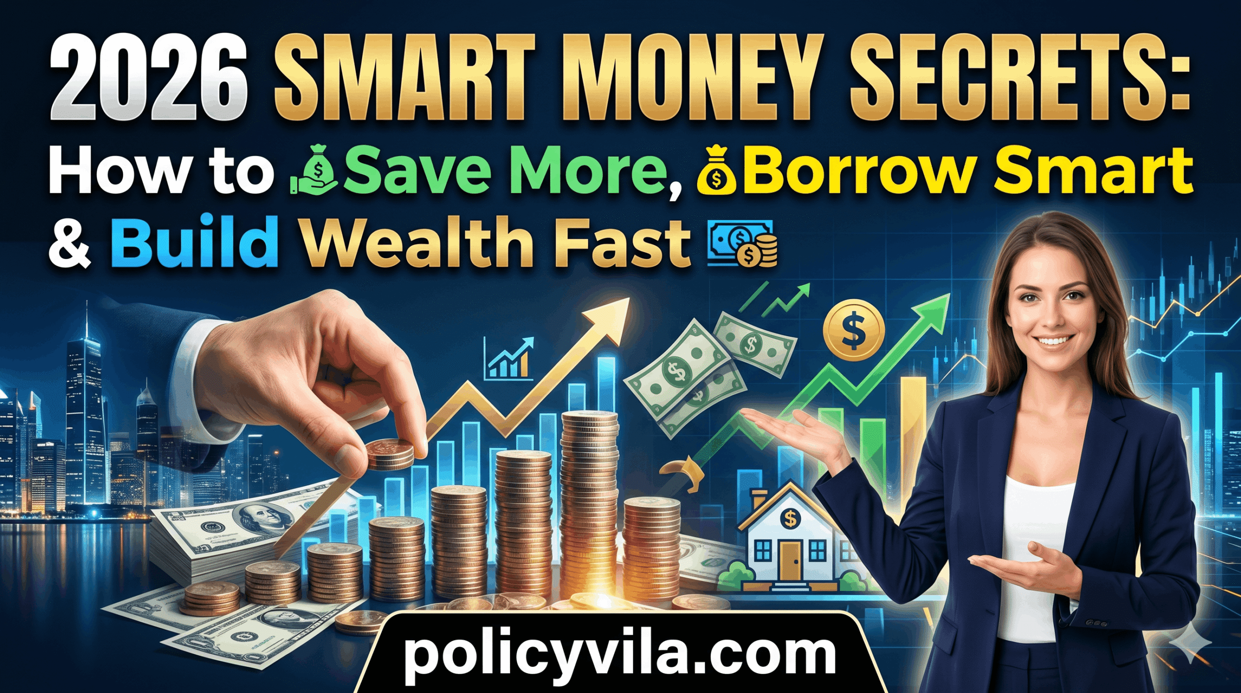 Personal finance guide showing loans credit cards and financial growth