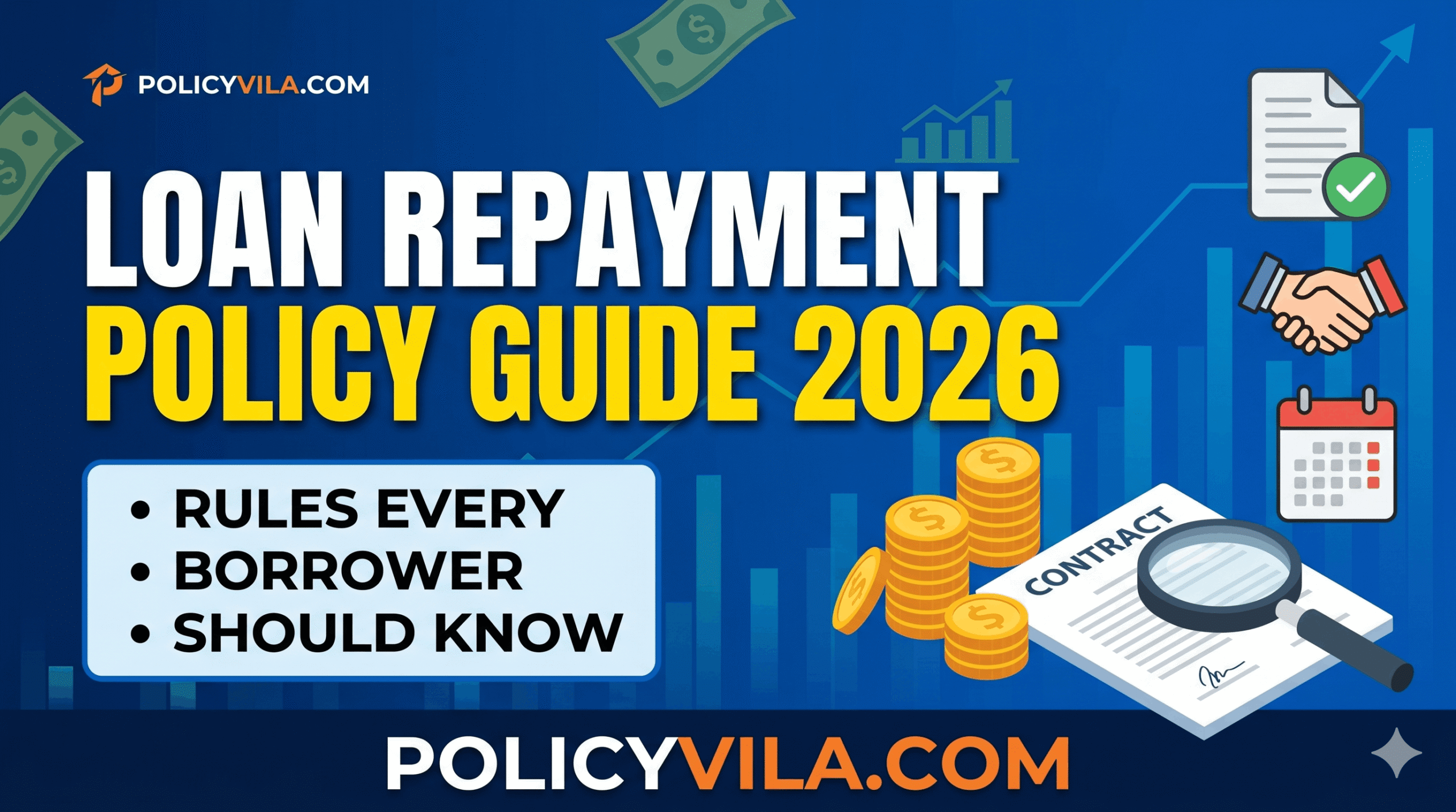 Loan repayment policy guide 2026 showing borrower reviewing repayment schedule and EMI details