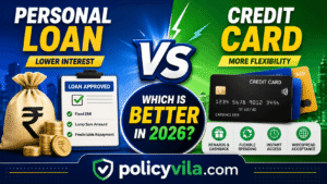 Comparison of personal loan and credit card showing interest rates and repayment options in 2026