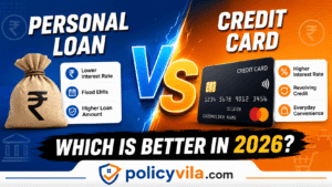 Financial concept image showing credit card and personal loan comparison for smart money decisions