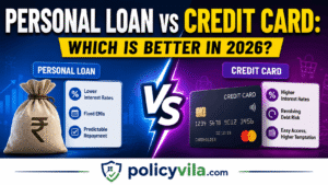 Personal loan vs credit card infographic explaining which is better for borrowing money in 2026