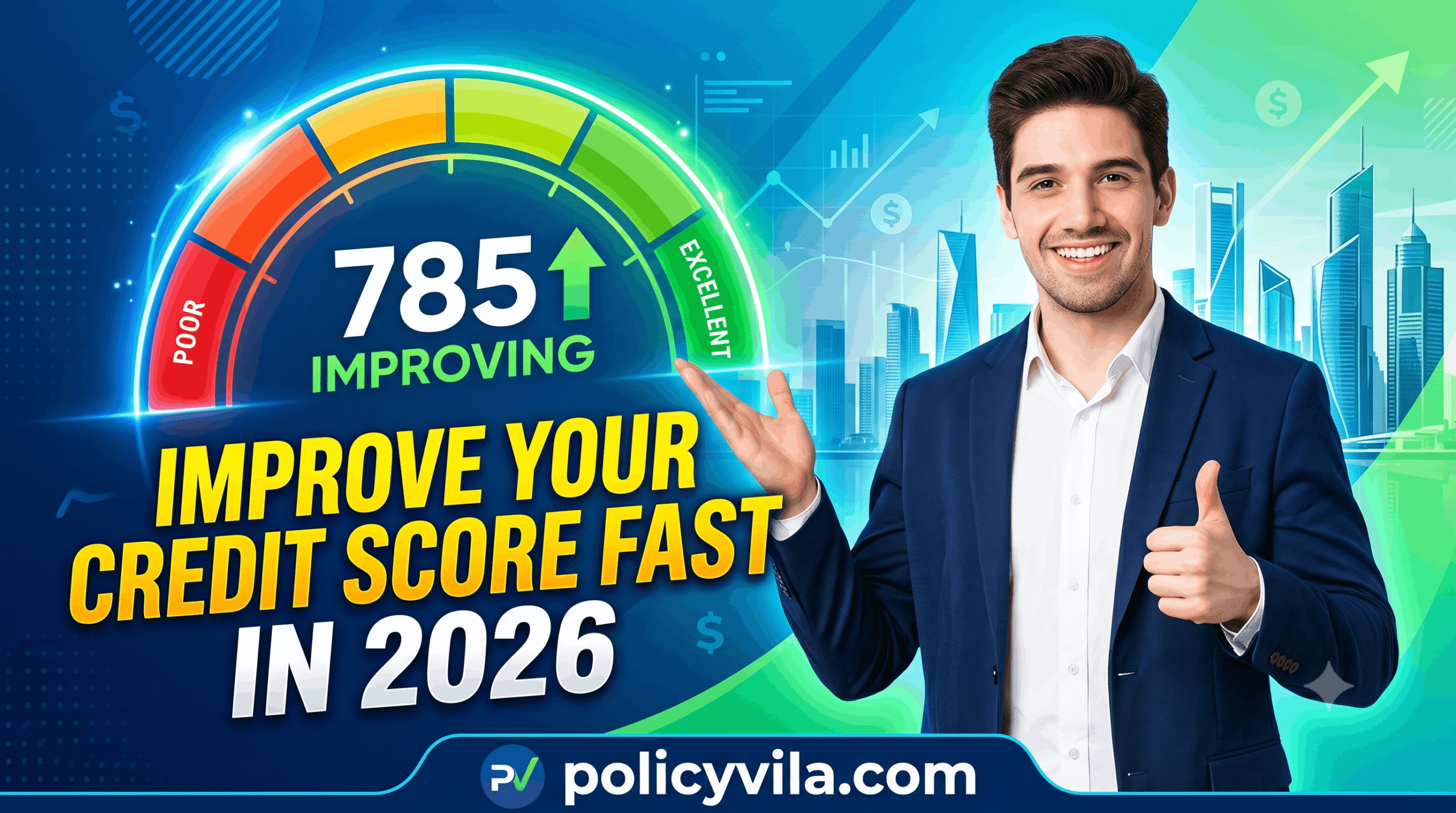 Person checking credit score improvement progress on smartphone in 2026