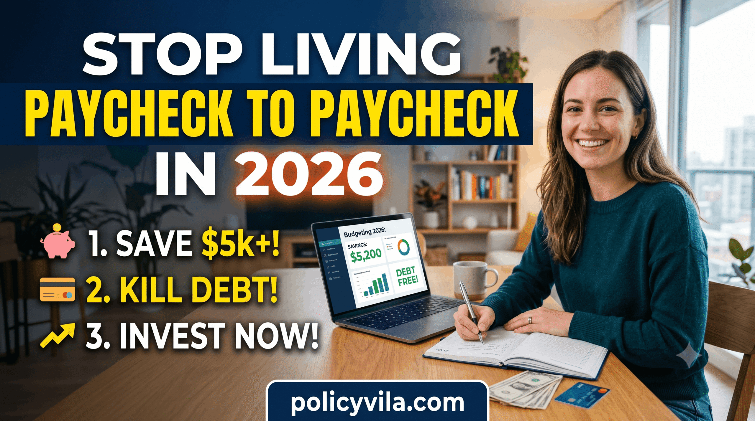 Financial planning worksheet with savings and debt reduction goals