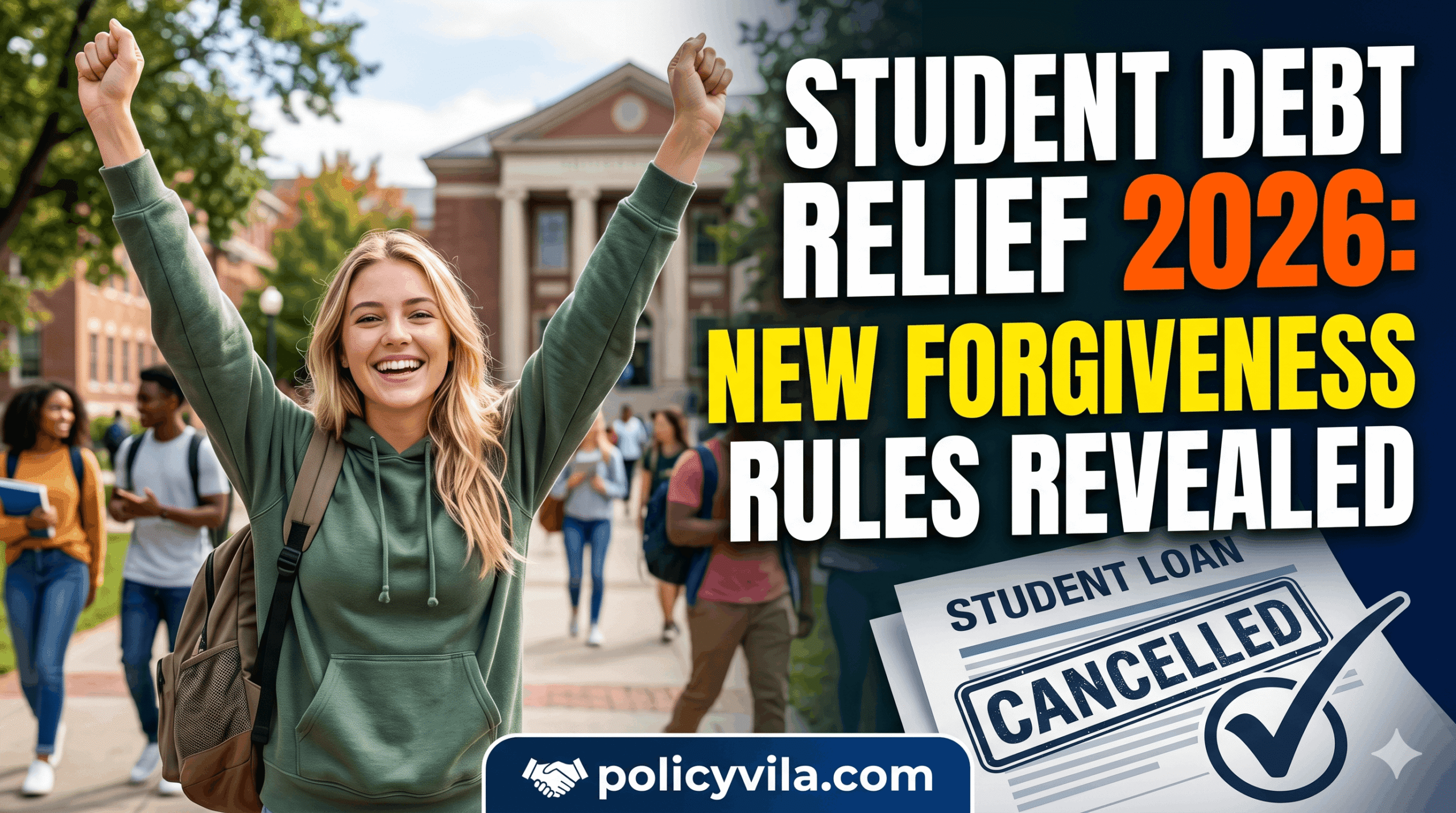 Graduate reviewing student loan repayment plans and debt relief strategies
