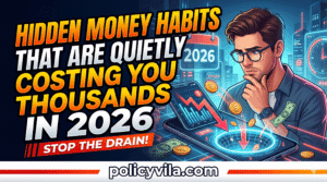 Person reviewing monthly expenses and identifying hidden money habits that reduce savings in 2026.