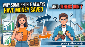 Financial planning notebook with savings goals and expense tracking