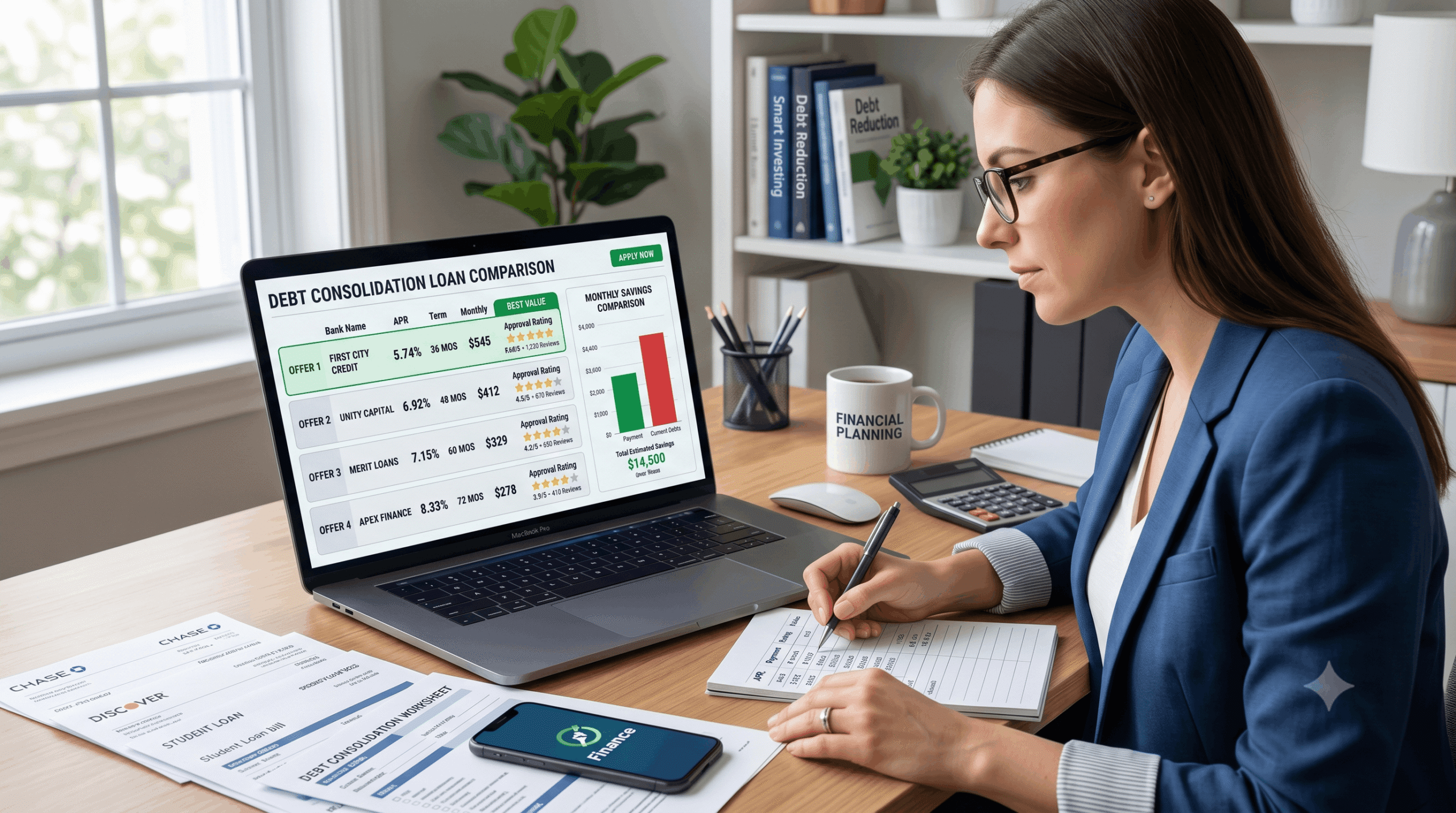 Consumer comparing different debt consolidation loan offers in 2026.