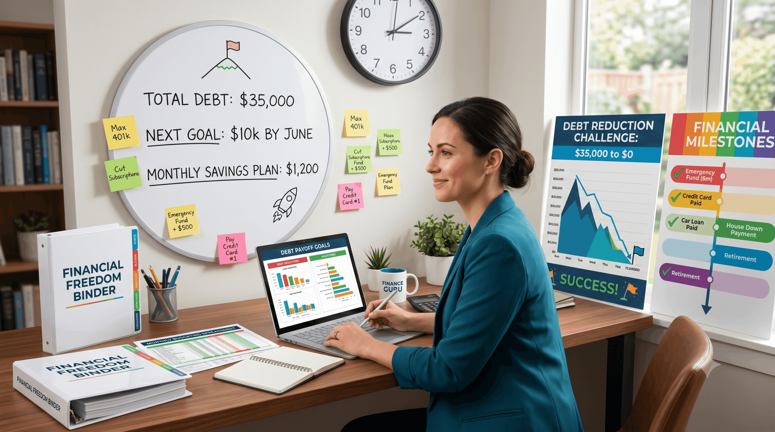 Individual creating a debt payoff plan using a debt consolidation loan.
