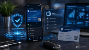Digital insurance card displayed on a smartphone insurance application