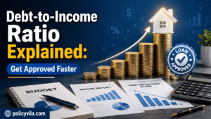 Debt-to-income ratio calculator with percentage gauge, paycheck, and loan statements.