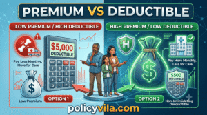 Comparison chart showing health insurance premium versus deductible costs.