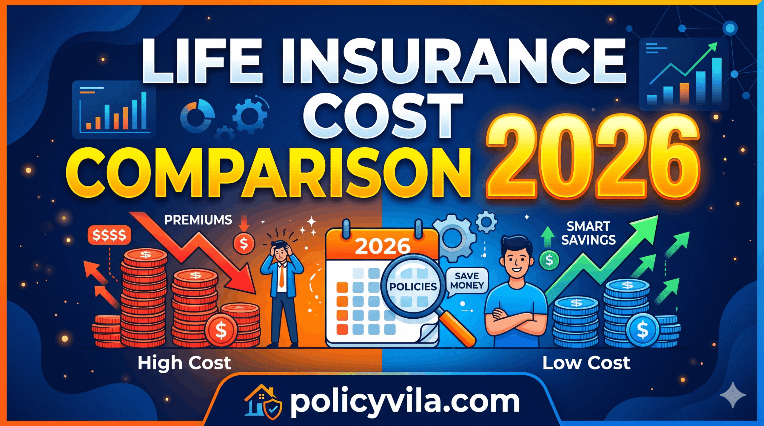 Chart comparing term life and whole life insurance premiums in 2026