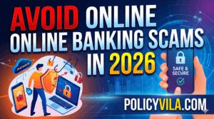 Online banking scam warning signs including phishing emails and fake banking websites