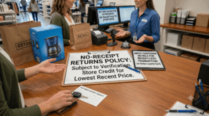 Customer managing an online order return using a laptop and smartphone.