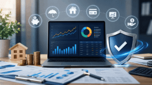 PolicyVila financial education and disclaimer concept showing finance, insurance and investment information.