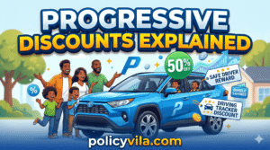 Progressive insurance discounts and savings opportunities for policyholders.