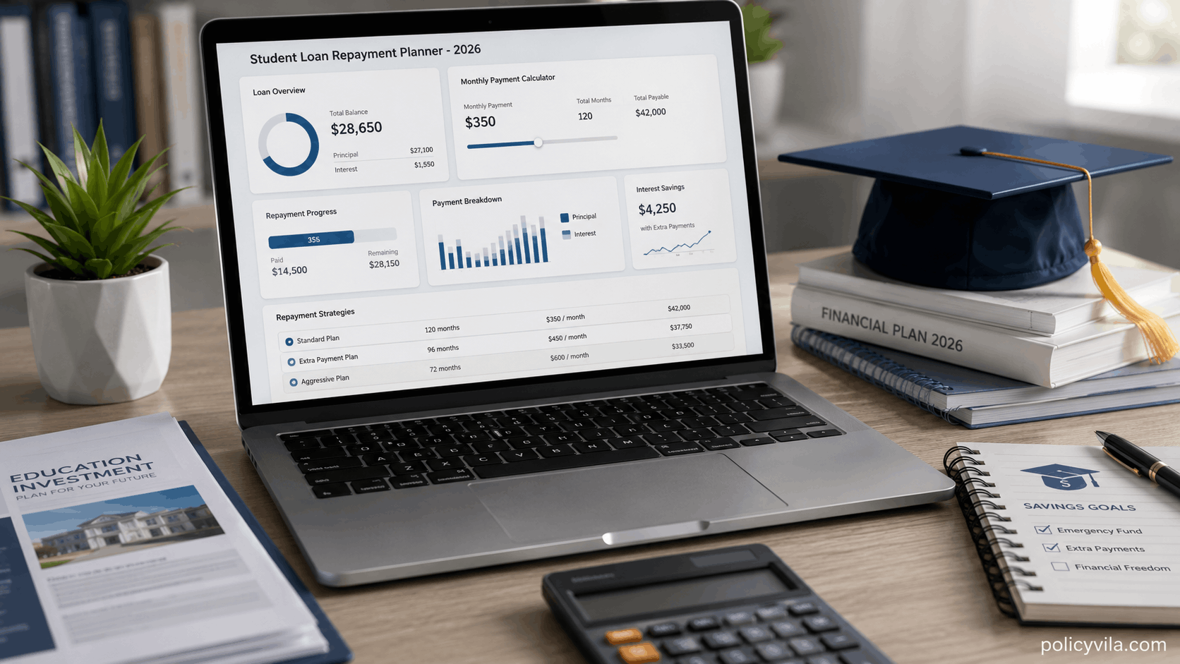 Student Loan SAVE Plan Update 2026 with repayment dashboard and financial planning workspace