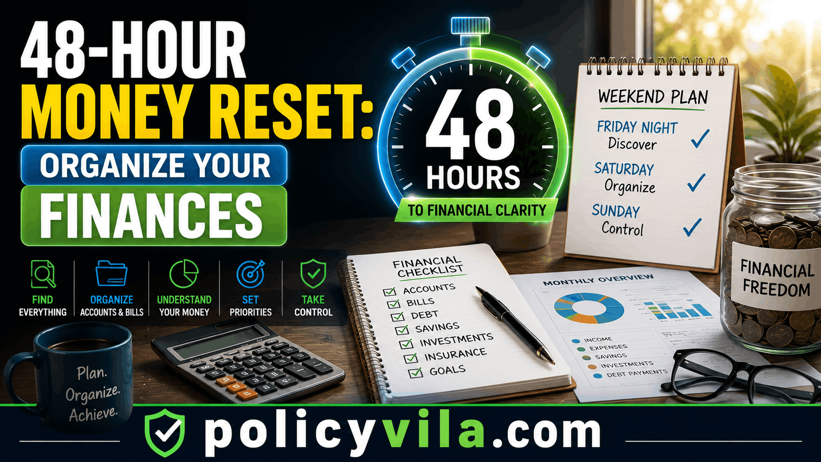48-hour money reset to organize your finances and create a clear financial system