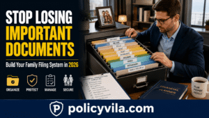 Family financial document index for organizing household financial records