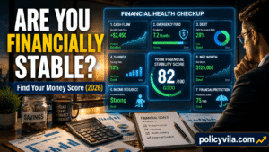Financial health checkup dashboard showing a personal stability score