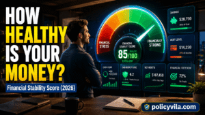 Financial health score checkup showing personal finance indicators