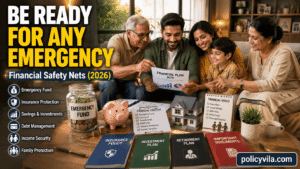 Family organizing household budget, savings plan, and financial checklist for emergency preparedness.