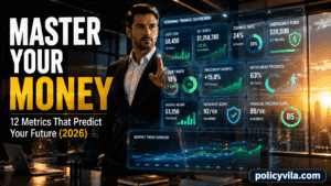 Interactive wealth tracker dashboard displaying financial freedom score, investment performance, savings growth, and monthly cash flow analytics.