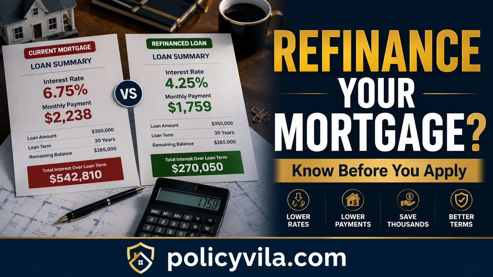 Mortgage refinance decision roadmap comparing keeping a current loan versus refinancing a mortgage.