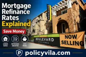Homeowner reviewing mortgage refinance documents to compare mortgage refinance rates and monthly payment savings.