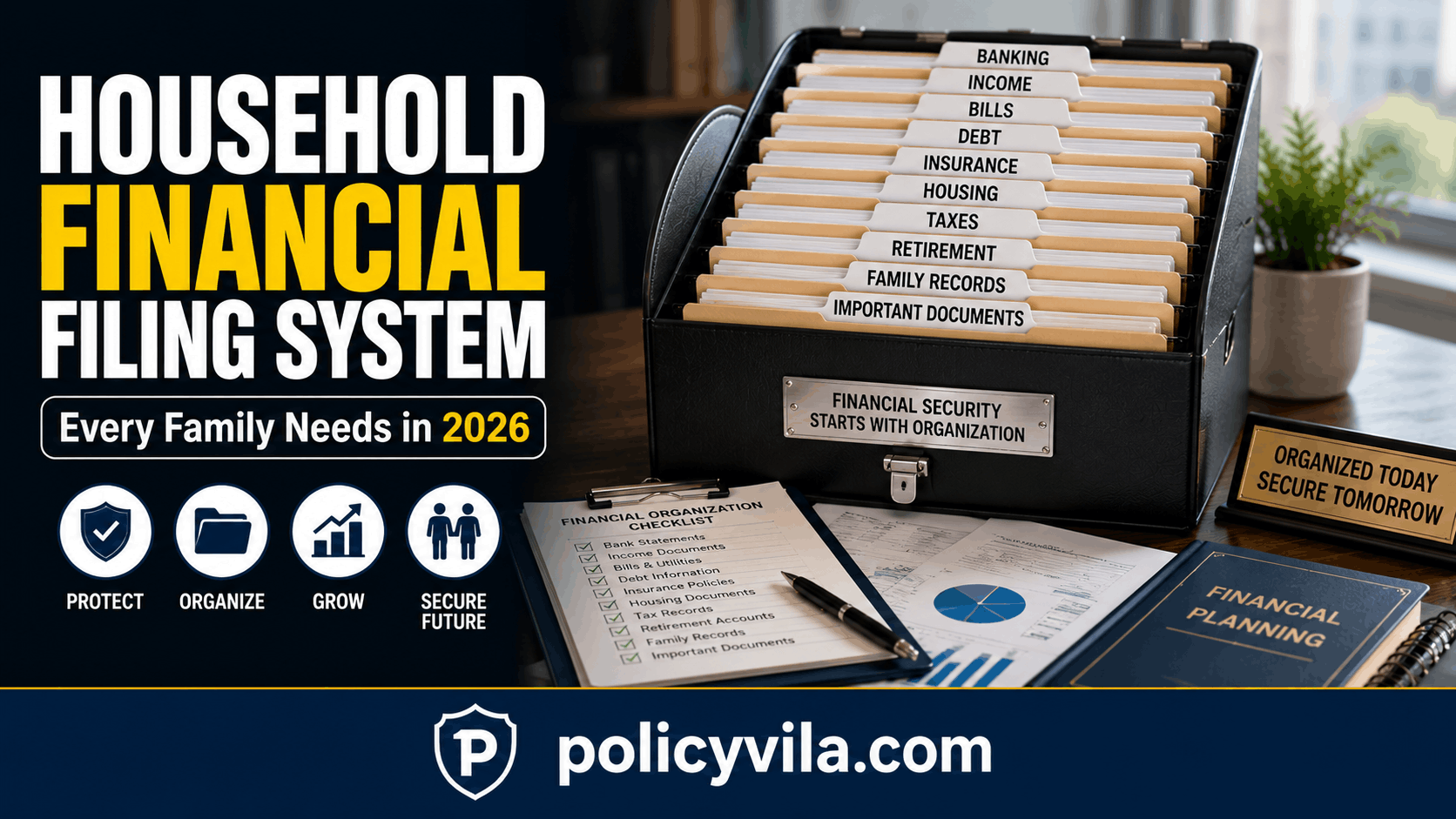 Family financial documents organized into labeled household filing folders