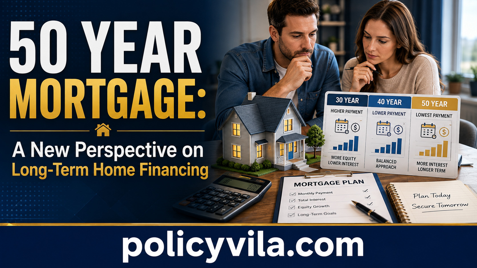 Homeowner comparing 30-year, 40-year and 50-year mortgage options
