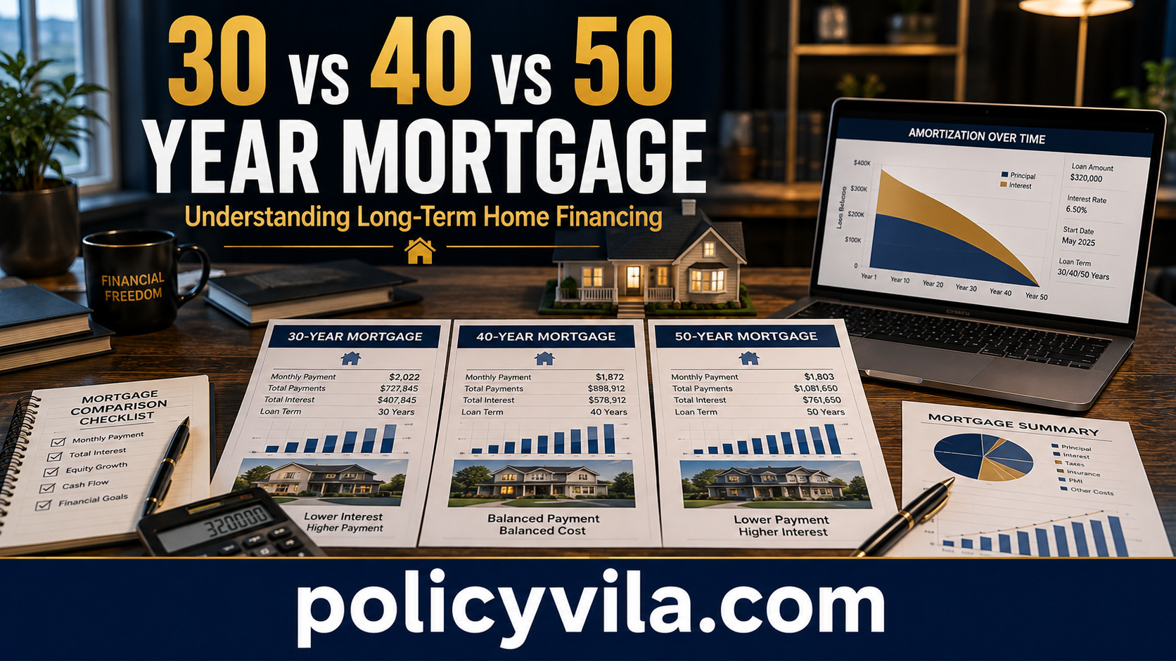 Comparison of monthly payments for different mortgage terms