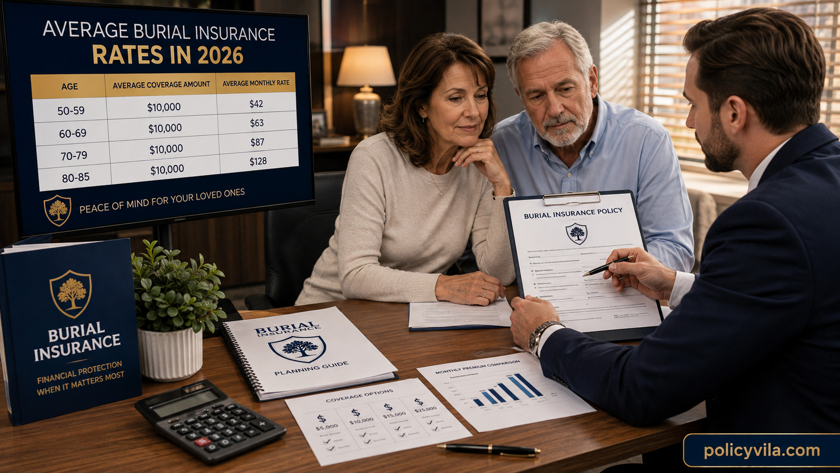 Burial insurance coverage options in 2026 comparing basic, standard, and higher coverage levels