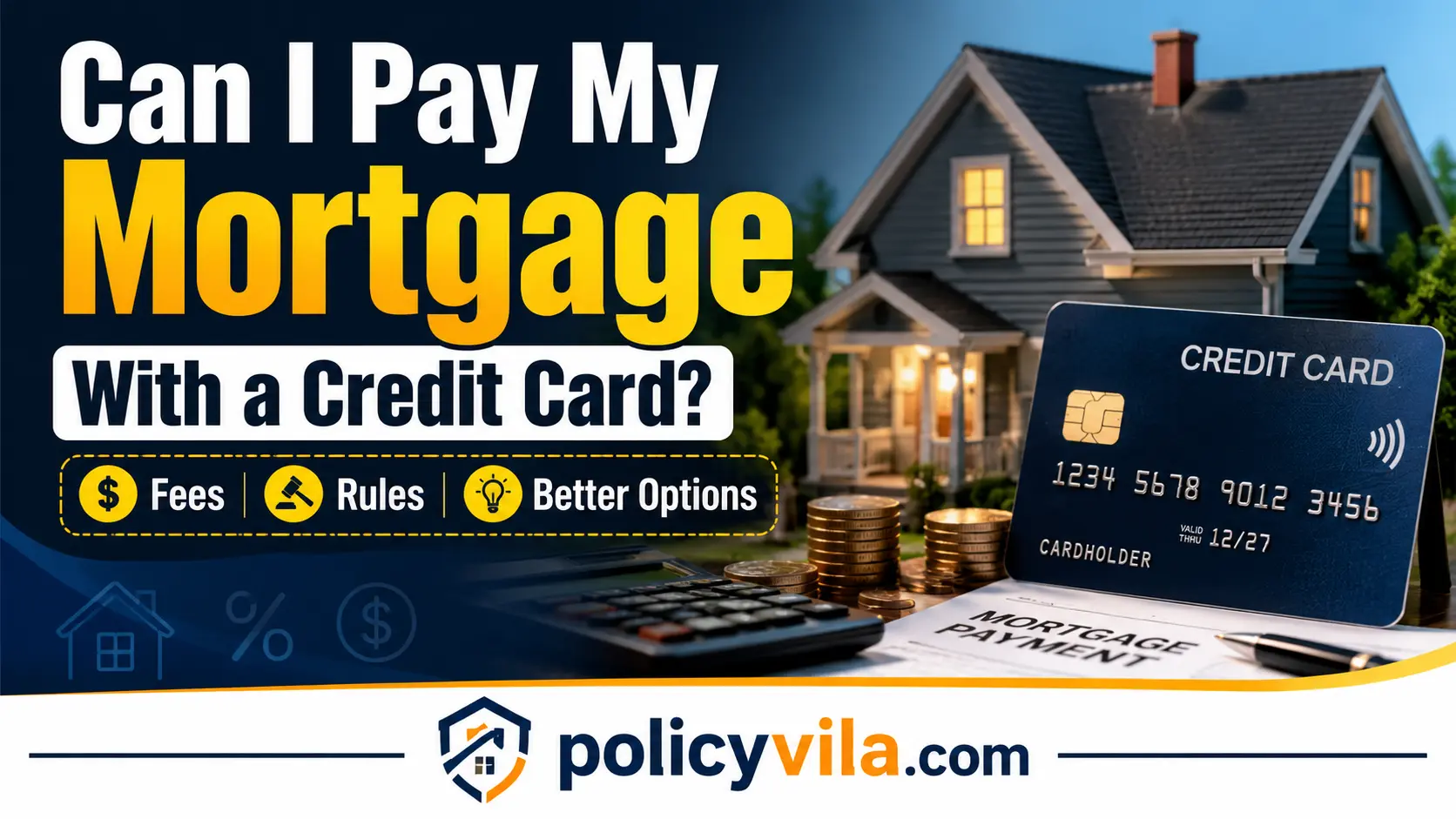 Can I Pay My Mortgage With a Credit Card? Premium editorial illustration showing mortgage payment options with credit card and financial planning.