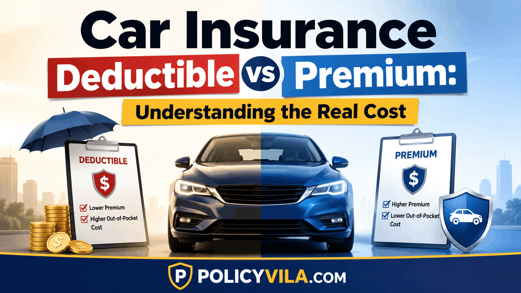 Car insurance deductible vs premium comparison showing the real cost of auto insurance