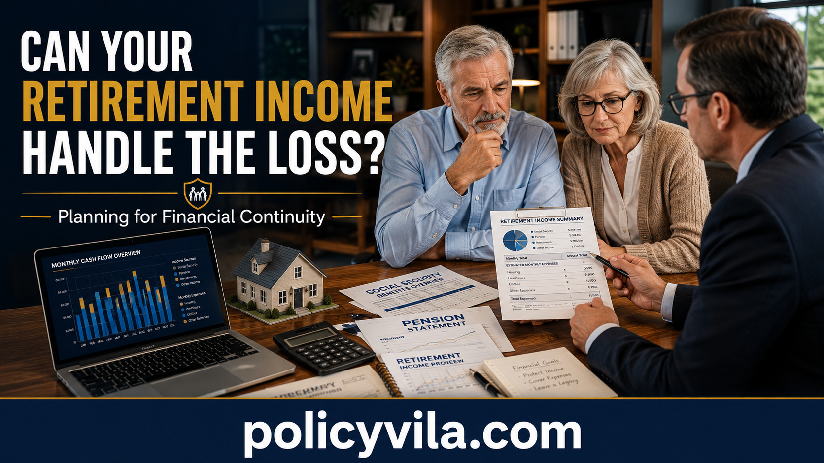 Senior homeowner comparing retirement assets, savings, home equity and existing life insurance coverage