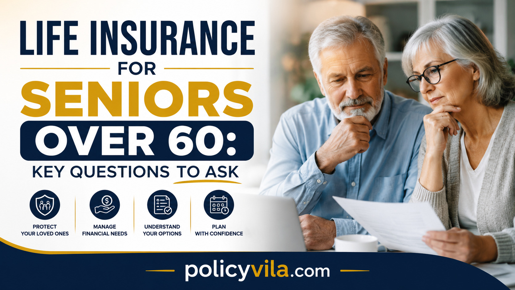 Senior married couple reviewing life insurance and retirement finances to understand who depends on their income