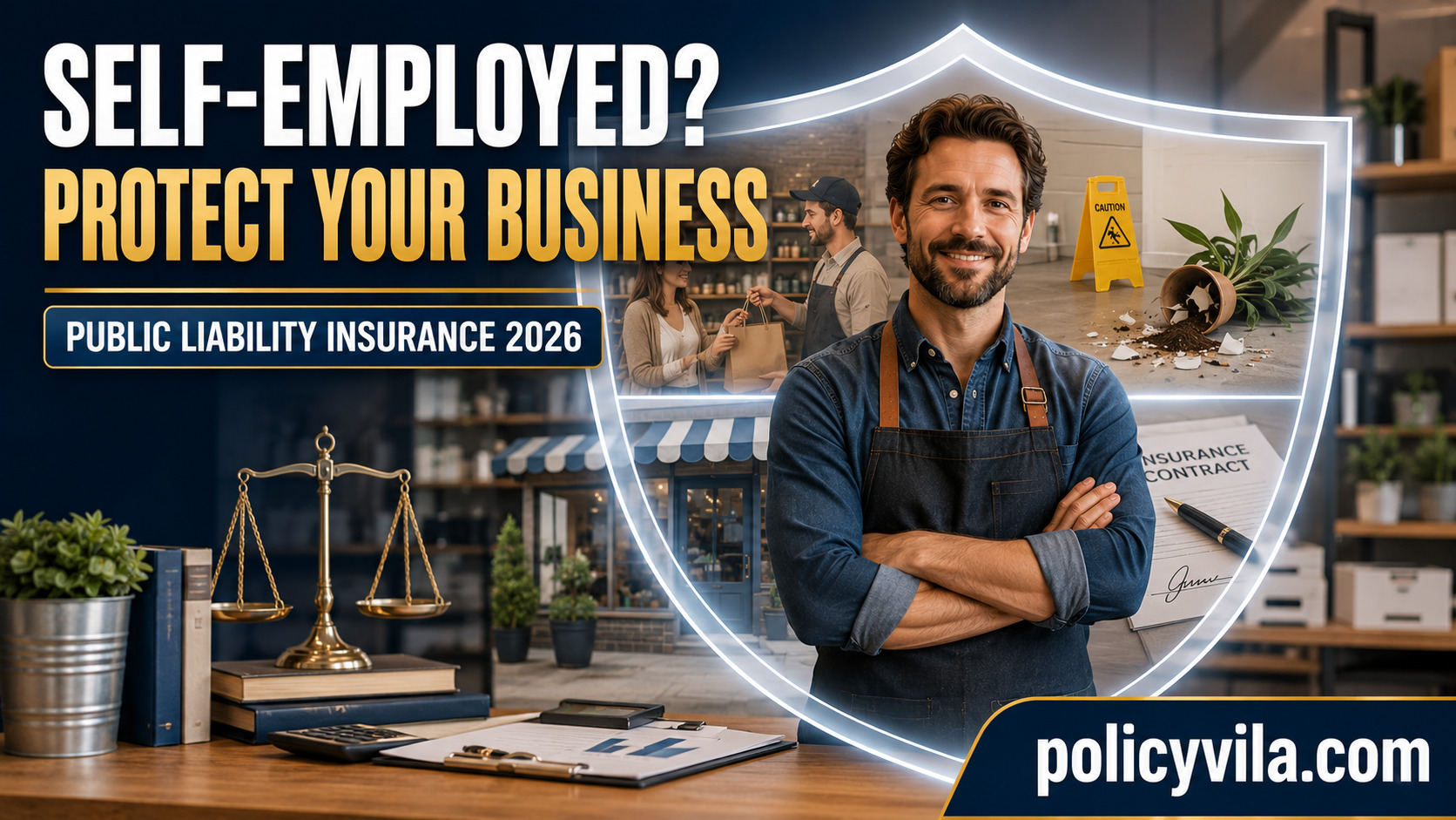 Self-employed professional comparing public liability insurance costs and coverage