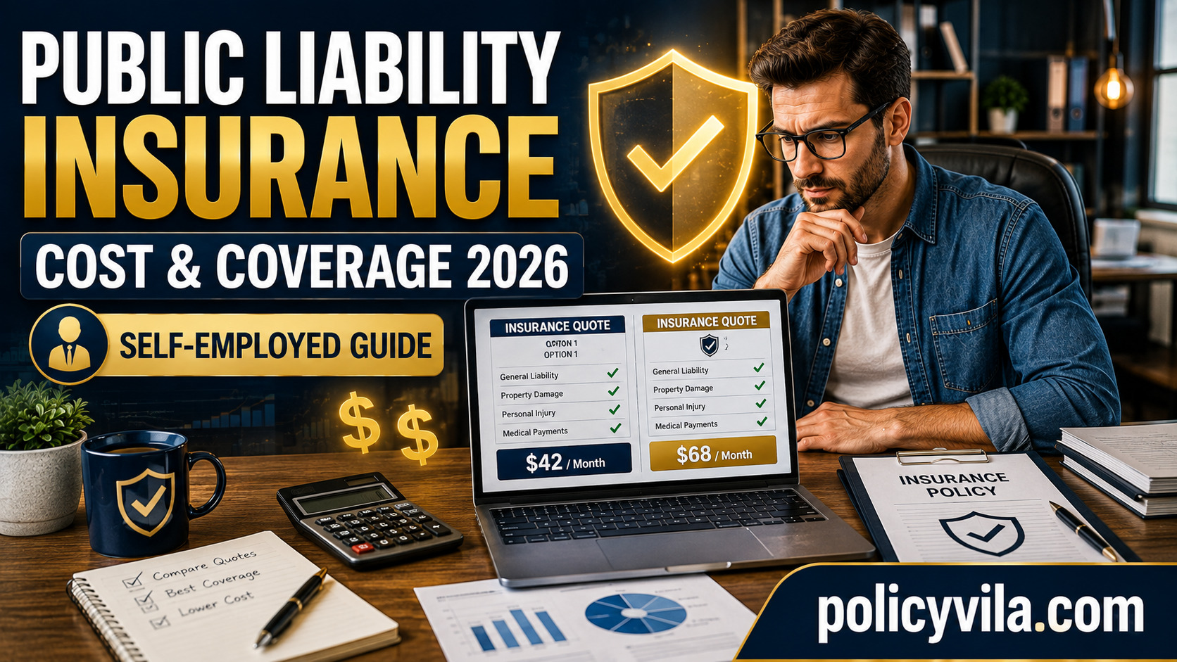 Public liability insurance coverage protecting a self-employed business from third-party claims