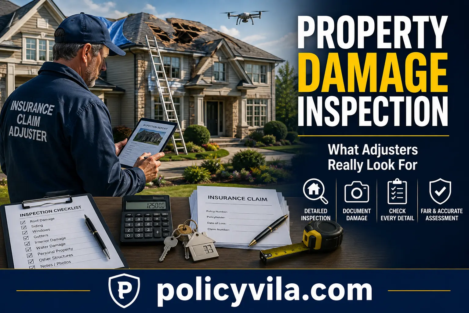Homeowners reviewing insurance documents with a professional insurance claim adjuster inside a modern home.