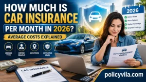 Car insurance cost per month in 2026 showing average monthly rates