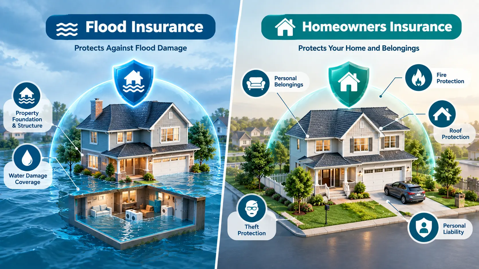 Flood insurance coverage for flood damage to a home