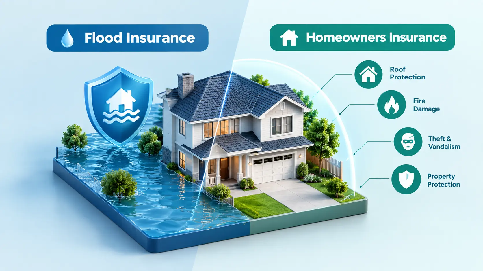 Guide comparing flood insurance and homeowners insurance