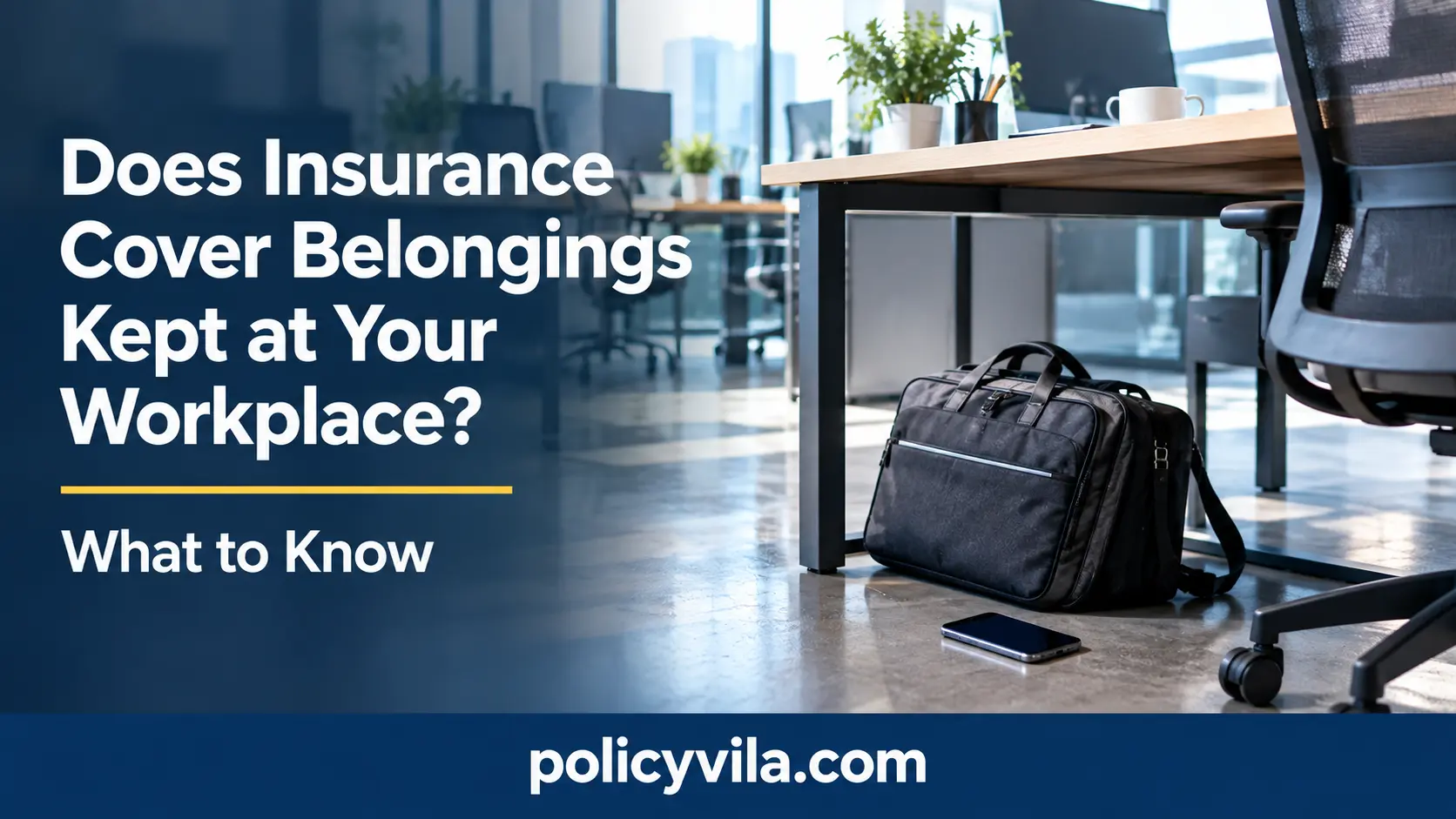 Insurance protection for personal belongings kept at an office, including electronics and work accessories