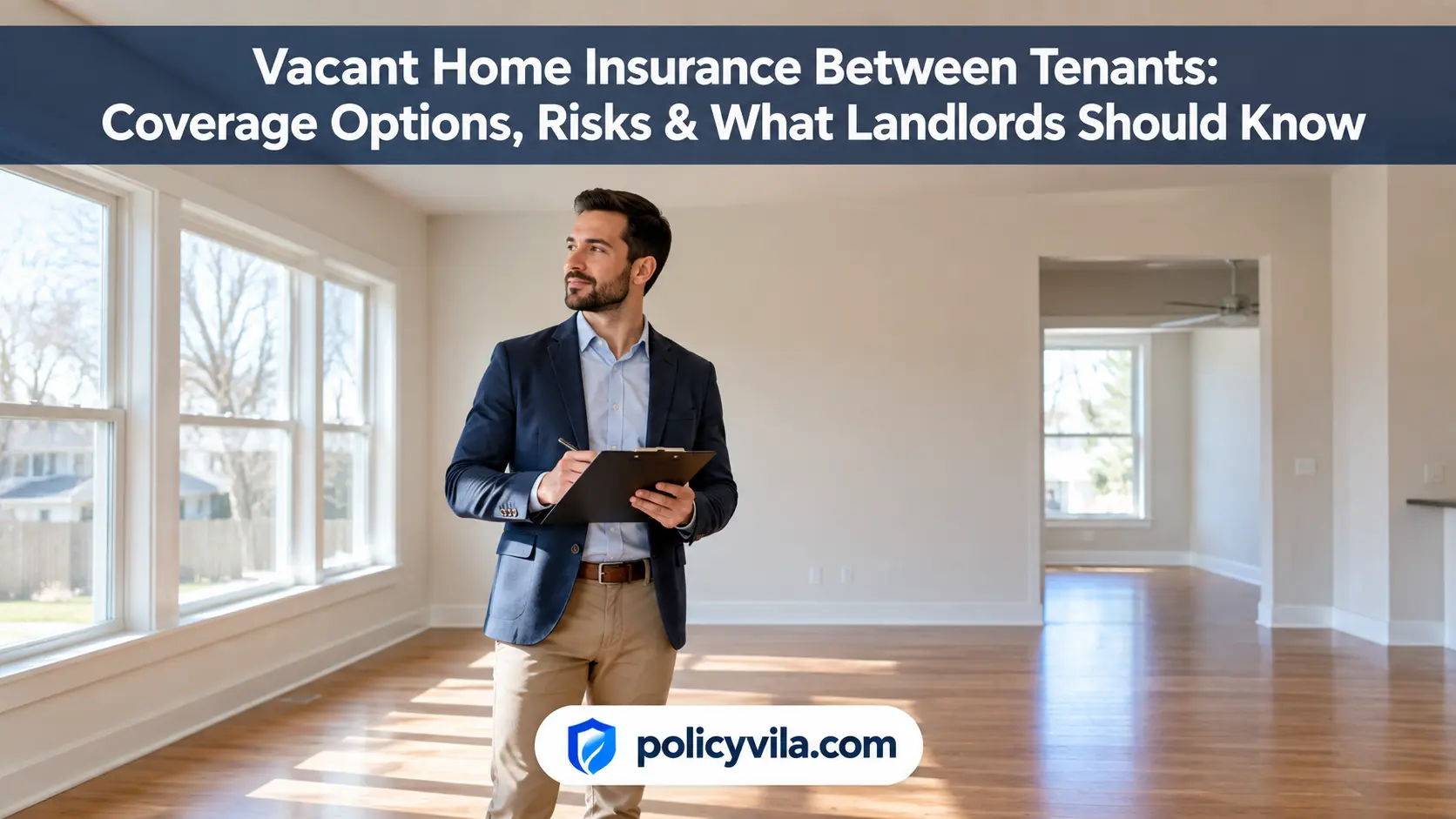Vacant suburban rental home with a For Rent sign illustrating insurance coverage between tenants